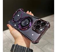 LIFEKA Coque de Chargement sans Fil magnétique Transparente pour iPhone 11, 12, 13, 14, 15, 16 Pro Max Plus, X, XR, XS, Violet foncé, pour iPhone 14 Plus