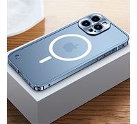 LIFEKA Coque de Luxe avec Cadre en métal galvanisé pour iPhone 11 12 13 14 Pro Max 12 13 Mini 14Plus Coque arrière en Acrylique givré pour téléphone, Sierra Blue 2, pour iPhone 14