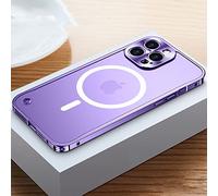 LIFEKA Coque de Luxe avec Cadre en métal galvanisé pour iPhone 11 12 13 14 Pro Max 12 13 Mini 14Plus Coque arrière en Acrylique givré pour téléphone, Violet 2, pour iPhone 14Pro Max