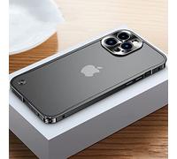 LIFEKA Coque de Luxe avec Cadre en métal galvanisé pour iPhone 11 12 13 14 Pro Max 12 13 Mini 14Plus Coque arrière en Acrylique givré pour téléphone, Noir 1, pour iPhone 14Pro