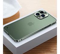 LIFEKA Coque de Luxe avec Cadre en métal galvanisé pour iPhone 11 12 13 14 Pro Max 12 13 Mini 14Plus Coque arrière en Acrylique givré pour téléphone, Vert foncé 1, pour iPhone 14Plus