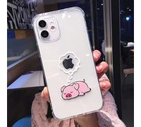 LIFEKA Coque de téléphone Animal Mignon Dessin animé pour iPhone 14 13 11 Pro Max XS XR X 12 Mini 7 8 Plus Coque arrière Antichoc en TPU Souple Transparent, Cochon endormi, pour iPhone 7 (8)