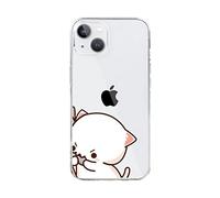 LIFEKA Coque de téléphone drôle de Couple de Chat pour iPhone 13 14 12 11 Pro Max Mini X XR XS Max 7 8 Plus SE Coque de Protection Transparente pour Animal de Dessin animé, Style 6, pour iPhone 12