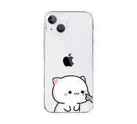 LIFEKA Coque de téléphone drôle de Couple de Chat pour iPhone 13 14 12 11 Pro Max Mini X XR XS Max 7 8 Plus SE Coque de Protection Transparente pour Animal de Dessin animé, Style 9, pour iPhone 14