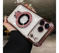 LIFEKA Étui de Chargement sans Fil pour iPhone 17 Pro Max Air 14 15 Plus 13 12 16 Pro, avec Anneau de Maintien et Finition Transparente (pour iPhone 13/Rose)