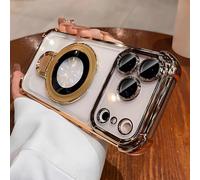 LIFEKA Étui de Chargement sans Fil pour iPhone 17 Pro Max Air 14 15 Plus 13 12 16 Pro, plaqué Transparent, avec Anneau de Maintien (pour iPhone 13 Pro/Or)