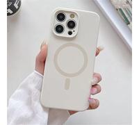 LIFEKA Étui magnétique en Silicone Liquide Fluorescent Brillant de Mode pour iPhone 15 14 13 Pro Max Couverture de Bonbons de Charge sans Fil, Beige, pour iPhone 13