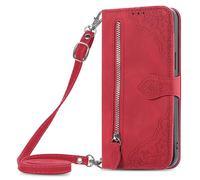 LIFEKA Étui Portefeuille à Rabat en Cuir avec Fermeture éclair pour Samsung Galaxy A10 A20 A30 A50 A70 A13 A23 A33 A53 A73 A21S A31 A41 A51 A71, SD0379, Galaxy A12 (M12)