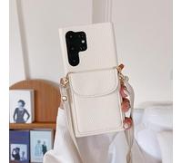 LIFEKA Étui Portefeuille avec Lanière à Bandoulière pour Samsung Galaxy S23 S22 Ultra S23 Plus A54 A53 A33 A13 Housse de Sac de téléphone en Cuir Antichoc, Blanc, pour Samsung S22