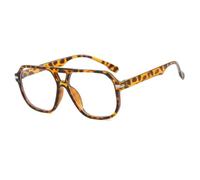 LIFEKA Lunettes de soleil carrées à double faisceau riveté pour femmes, style rétro de luxe, rectangulaires, style vintage, effet ombre (léopard transparent)