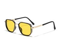 LIFEKA Lunettes de soleil polarisées carrées classiques pour hommes et femmes, style aviateur rétro, mode masculine, protection anti-éblouissement pour la conduite en extérieur, UV400 (noir et jaune)