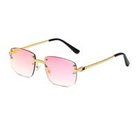 LIFEKA Lunettes de soleil rectangulaires sans monture à bords biseautés, protection UV, verres dégradés, modèle printemps pour femmes et hommes (rouge mercure).