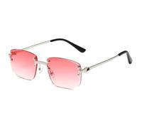 LIFEKA Lunettes de soleil rectangulaires sans monture, à bords biseautés, protection UV, verres dégradés, style printemps, pour femmes et hommes (dégradé rouge)
