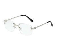 LIFEKA Lunettes de soleil rectangulaires sans monture à bords biseautés, protection UV, verres dégradés, modèle printemps pour femmes et hommes (argent transparent).
