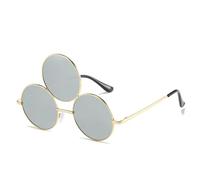 LIFEKA Lunettes de soleil rondes à monture métallique Third Eye, style chinois, lunettes Erlang, dieu à trois yeux, lunettes amusantes pour les fêtes, Halloween et le cosplay (C8)
