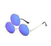 LIFEKA Lunettes de soleil rondes à monture métallique Third Eye, style chinois, lunettes Erlang, dieu à trois yeux, lunettes amusantes pour les fêtes, Halloween et le cosplay (C4)