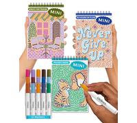Lifelines FlowArt - Lot de 3 mini blocs d'activités - Méditations artistiques pointées par lettre avec marqueurs - 15 marqueurs et 60 scènes - Livres de coloriage de poche pour préadolescents, adultes