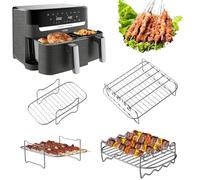 Lifemaison Accessoires de friteuse à air chaud pour Dual Basket 3000, 9L/Tefal 5,2/3,1 l, Easy Fry, 2 supports de friteuse à air avec 5 brochettes, accessoires Air Fryer pour Tefal