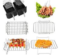 Lifemaison Accessoires pour Friteuse à Air Comprimé,Support Multifonction Double Couche avec Brochette Compatible avec Ninja Foodi AF300EU/AF400EU/SL400EU,Accessoire pour Air Fryer