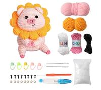 Lifemaison Kit complet de crochet pour débutants, comprend un tutoriel vidéo, un fil doux, parfait pour les adultes et les enfants, thème cochon mignon, excellent cadeau d'anniversaire