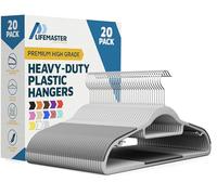 Lifemaster Lot de 20 cintres antidérapants durables en Plastique Gris Robuste avec Crochets pivotants à 360° Lisses et Accessoires intégrés pour Suspendre Manteaux, Vestes et vêtements coûteux