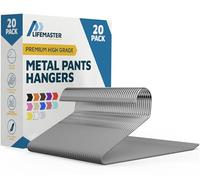 Lifemaster Lot de 20 cintres en métal - Élégants et antidérapants - pour Pantalon - Couverture Ouverte - Design élégant - Gris