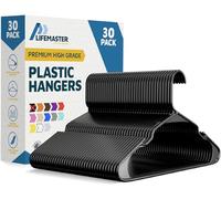 Lifemaster Lot de 30 cintres en Plastique Polyvalents, légers, Peu encombrants, antidérapants, au Design Fin, pour vêtements secs et humides, Noir