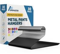 Lifemaster Prestige Lot de 30 cintres antidérapants en Acier avec revêtement en Caoutchouc - Lot de 30 cintres Noirs Robustes à extrémité Ouverte pour Suspendre des Pantalons, Jeans, Pantalons et