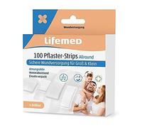 Lifemed Lot de 100 bandes de pansement semi-transparentes 4 tailles imperméables