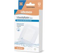 Lifemed Lot de 5 pansements de douche XXL 10 x 8 cm - Pansement imperméable extra large avec maintien sûr au contact de l'eau - Compresseur imperméable pour douche, sport, tatouages