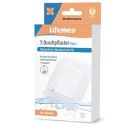 Lifemed Lot de 5 pansements de douche XXL 10 x 8 cm - Pansement imperméable extra large avec maintien sûr au contact de l'eau - Compresseur imperméable pour douche, sport, tatouages