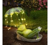 lifemet Décoration de jardin solaire en forme de grenouille - Statue de jardin amusante - Étanche IP65 - LED - Étang / pelouse / maison / pour terrasse - Cadeau pour femme et maman