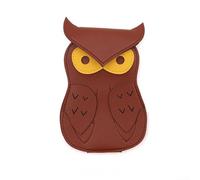 LifenaviStore Étui compact en cuir pour médiators de guitare en forme de hibou avec 18 emplacements accessibles, Voir image, Marron