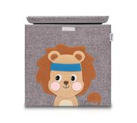 LIFENEY 833082 Boîte de rangement lion avec couvercle, Coffre à jouet, Polyester, Effet lin, Coloré, 33 x 33 x 33 cm