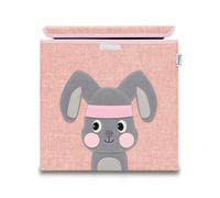 LIFENEY 833085 Boîte de rangement lapin avec couvercle, Coffre à jouets, Polyester, Effet lin, Coloré, 33 x 33 x 33 cm