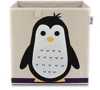 Lifeney 833364 Boîte de rangement pingouin, Coffre à jouet, compatible avec l'étagère IKEA KALLAX, Feutre, Polyester, Beige, Coloré, 33 x 33 x 33 cm
