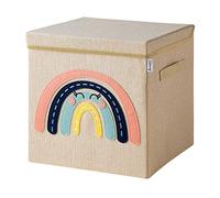LIFENEY Boîte de rangement avec couvercle et arc-en-ciel I Boîte à jouets avec motif adaptée aux étagères cubiques I Boîte de rangement pour la chambre d'enfant I Panier de rangement enfants