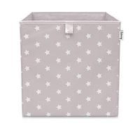 LIFENEY Boîte de rangement avec motif étoilé gris clair - Boîte à jouets avec étoiles adaptée aux étagères cubes - Boîte de rangement pour chambre d'enfant - Panier de rangement comme accessoire - 33