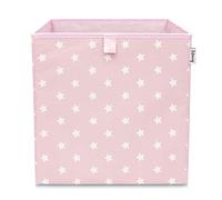 LIFENEY Boîte de rangement avec motif étoiles rose I Boîte à jouets avec étoiles adaptée aux étagères cubes I Boîte de rangement pour chambre d'enfant I Panier de rangement comme accessoire | 33 x 33