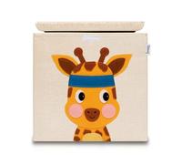 LIFENEY Boîte de rangement girafe avec couvercle 33 x 33 cm | Rangement ludique, Motif girafe enfant, Format 33 x 33 x 33 cm, Tissu polyester, Couvercle et poignées