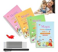Lifepigment Cahier d'entraînement magique pour enfants, calligraphie magique qui peut être réutilisé, livre d'écriture manuscrite, carnet de notes Groove, livre de pratique magique Lifepigment pour