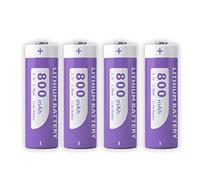 LifePO4 ICR14505 Piles Rechargeables 14500 AA 800mAh Batterie Haute Capacité pour Lampe Torche et Lampes solaires-Lot de 4 (3,7)