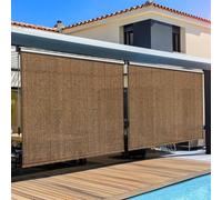 LIFERUN Auvent vertical 240x240 cm, Store Vertical,Toile d'ombrage HDPE pour pergola de terrasse,Auvent de balcon,Tube en aluminium avec commande à manivelle sans fil,pour balcon,Terrasse,Jardin,2 PCS