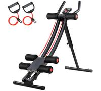 LIFERUN Banc abdominaux pliable, AB Trainer, équipement abdominal à domicile, banc de gym avec moniteur LED, bande de résistance, réglable, plate-forme d'entraînement aux poids de 120 kg