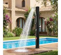 LIFERUN Douche Solaire 35L, Douche de Jardin Solaire, avec Pommeau de Douche, Douchette, Robinet et Housse de Protection, Eau Chaude jusqu'à 60 °C, sans Raccordement Électrique, pour Piscine Plage