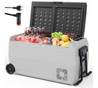 LIFERUN Glacière Électrique, 32L Glacière à Compresseur avec LED et Roues | Mode Max/ECO, -20℃ à 20 ℃, Réfrigérateur de Voiture DC 12/24V, AC 100-240V, Portable Congélateur pour Camping