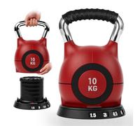 LIFERUN Kettlebell Réglable 10 kg 7-en-1 Musculation (Rouge)