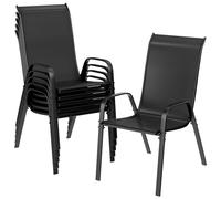 LIFERUN Lot chaises de Jardin empilables à Dossier Haut - Structure en Acier textilène - pour Jardins, Cours, balcons, Restaurants - Charge maximale : 150 kg - 54 x 69 x 93 cm (6, Noir)