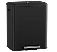 LIFERUN Poubelle à déchets 2 compartiments, système de tri sélectif 2 x 15 l, poubelle de cuisine en métal, couvercle Softclose, seau intérieur amovible avec poignées, poubelle à double compartiment