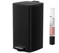 LIFERUN Poubelle Cuisine 30 L à Pédale, Poubelle Rectangulaire en Acier avec Couvercle Soft-Close, Seau Intérieur et Fonction Maintien Ouvert, pour Cuisine, Salon et Bureau - Noir